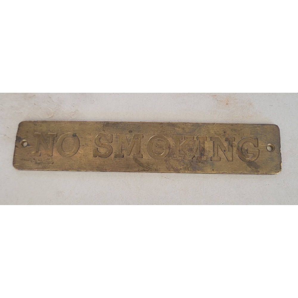No Smoking Sign Metal Plaqard For Desk Dresser or in Car Bronze/ Copper/ Brass